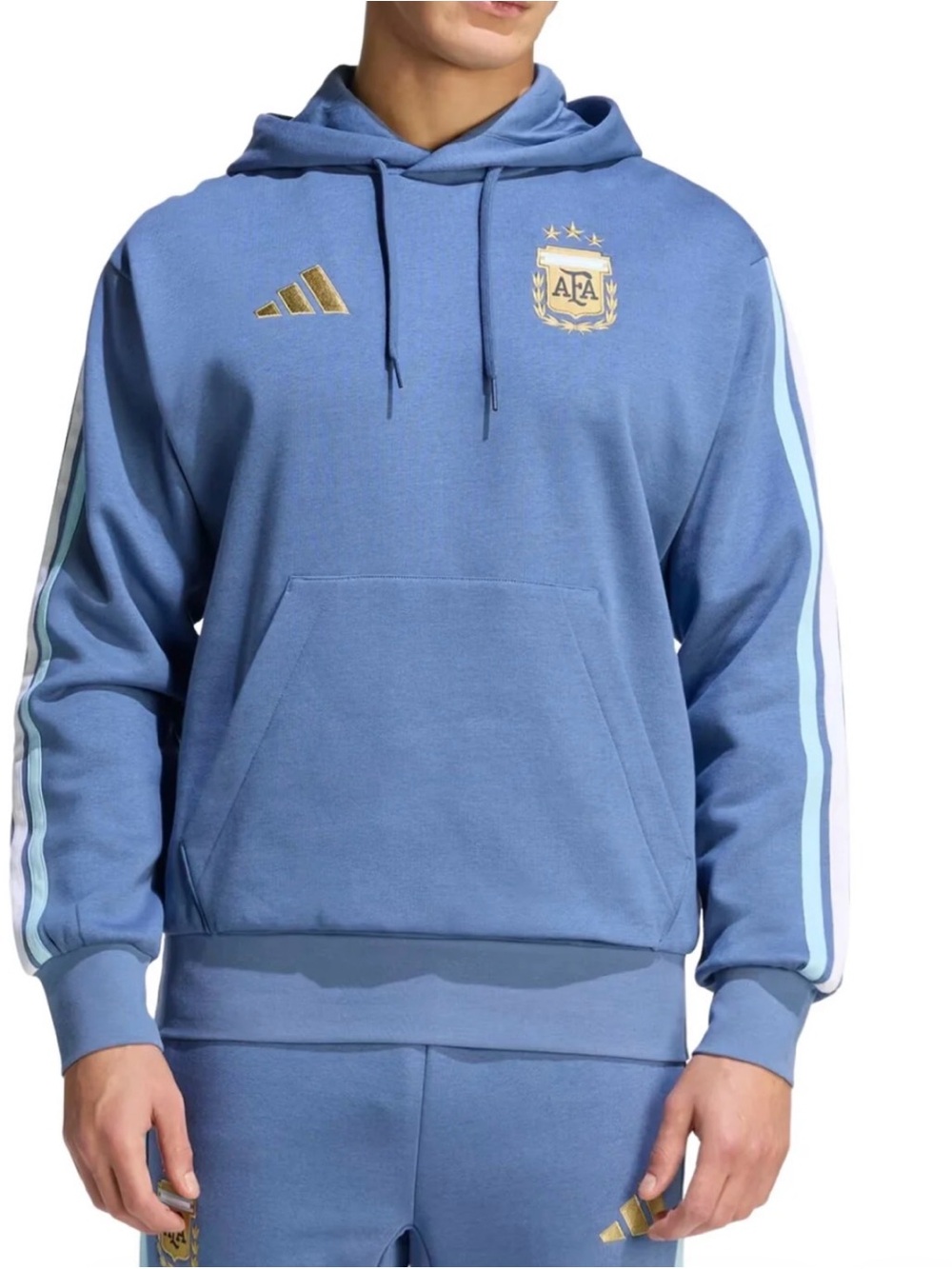 Adidas Argentina Soccer Team AFA Men’s DNA Fleece Hoodie Size 3XL, XL Blue New